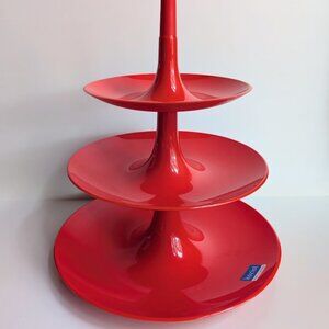 Koziol Babell Etagere Red Plastic Christmas Tree Tidbit Serving Tray 3 Tier Dish